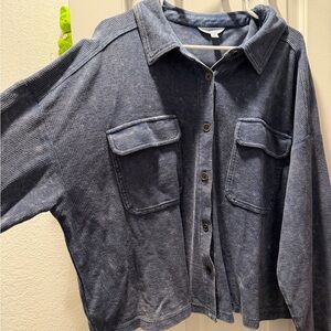 Time and Tru Blue Corduroy Jacket (Cropped)